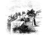 A house with a battlement or parapet